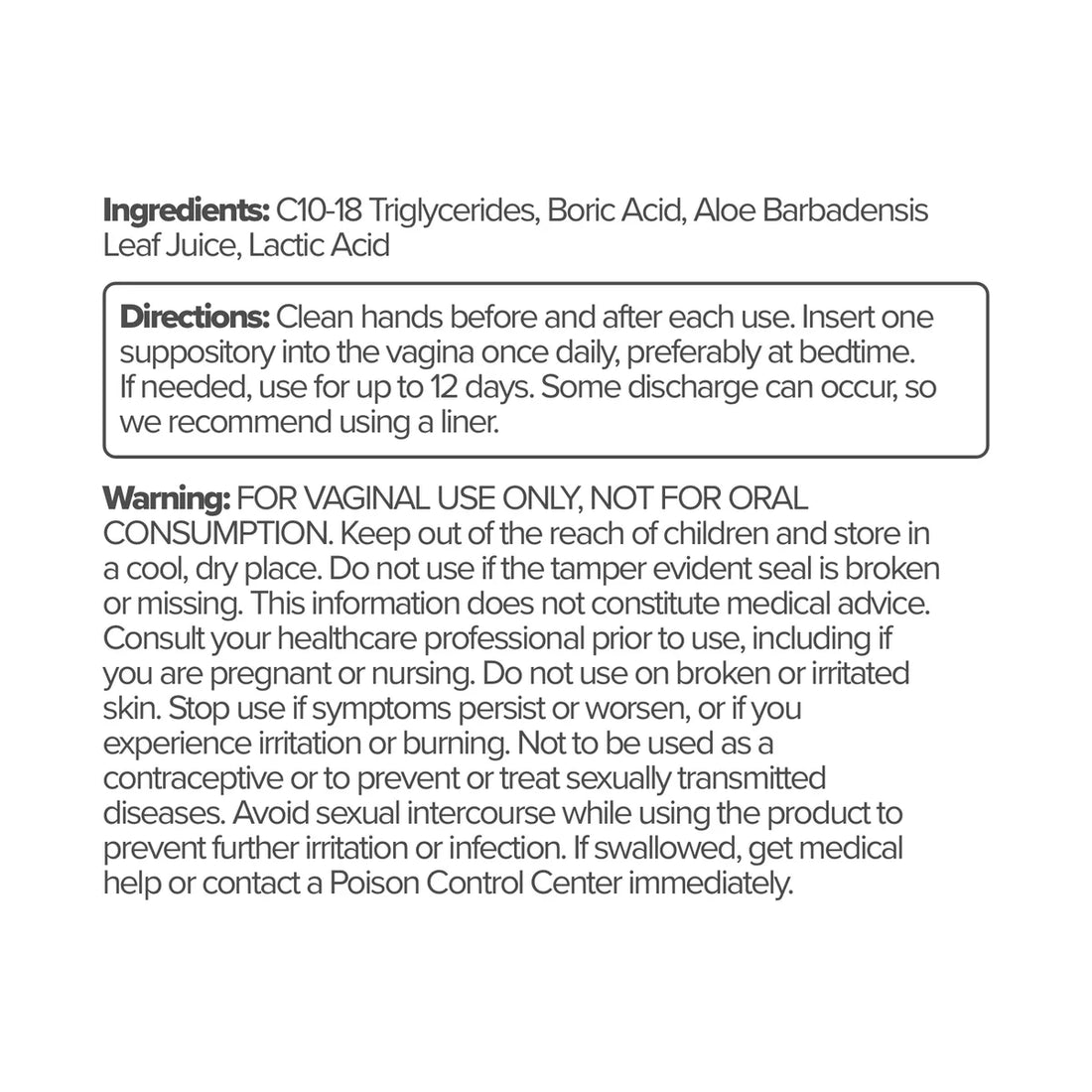 Boric Acid Vaginal Suppository